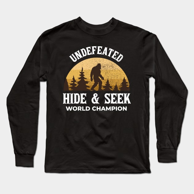 Big Foot Retro Original Undefeated Hide And Seek World Champion Long Sleeve T-Shirt by Design Malang